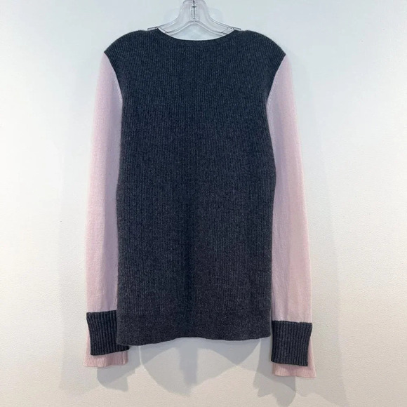 DUFFY 100% Cashmere Colorblock Light Pink Designer Tight Knit Slim Sweater M - Picture 10 of 10